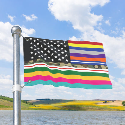 USA All Thin Lines American Flag with Grommets