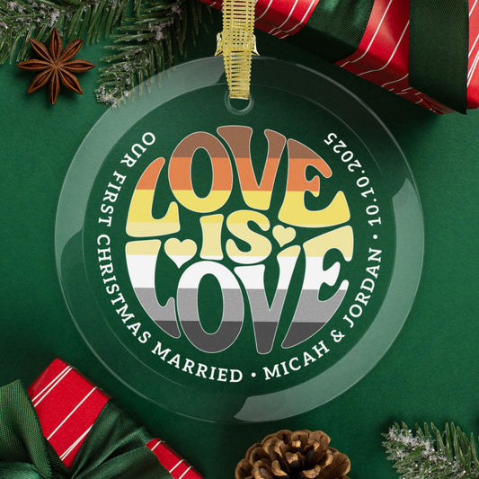 Round One Size Custom Glass Love is Love Bear Pride 3.5" Circle Ornaments