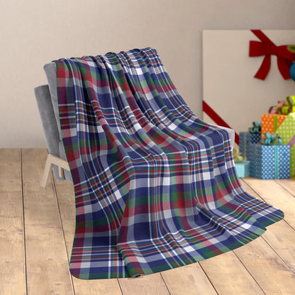 60" × 80" Christmas Blue & Red New York NY Plaid Fleece Sherpa Blanket