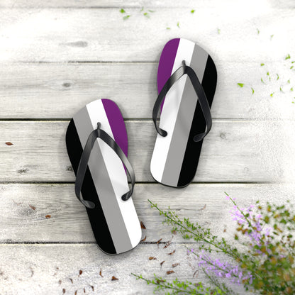 M Black sole Asexual Pride Flip Flops