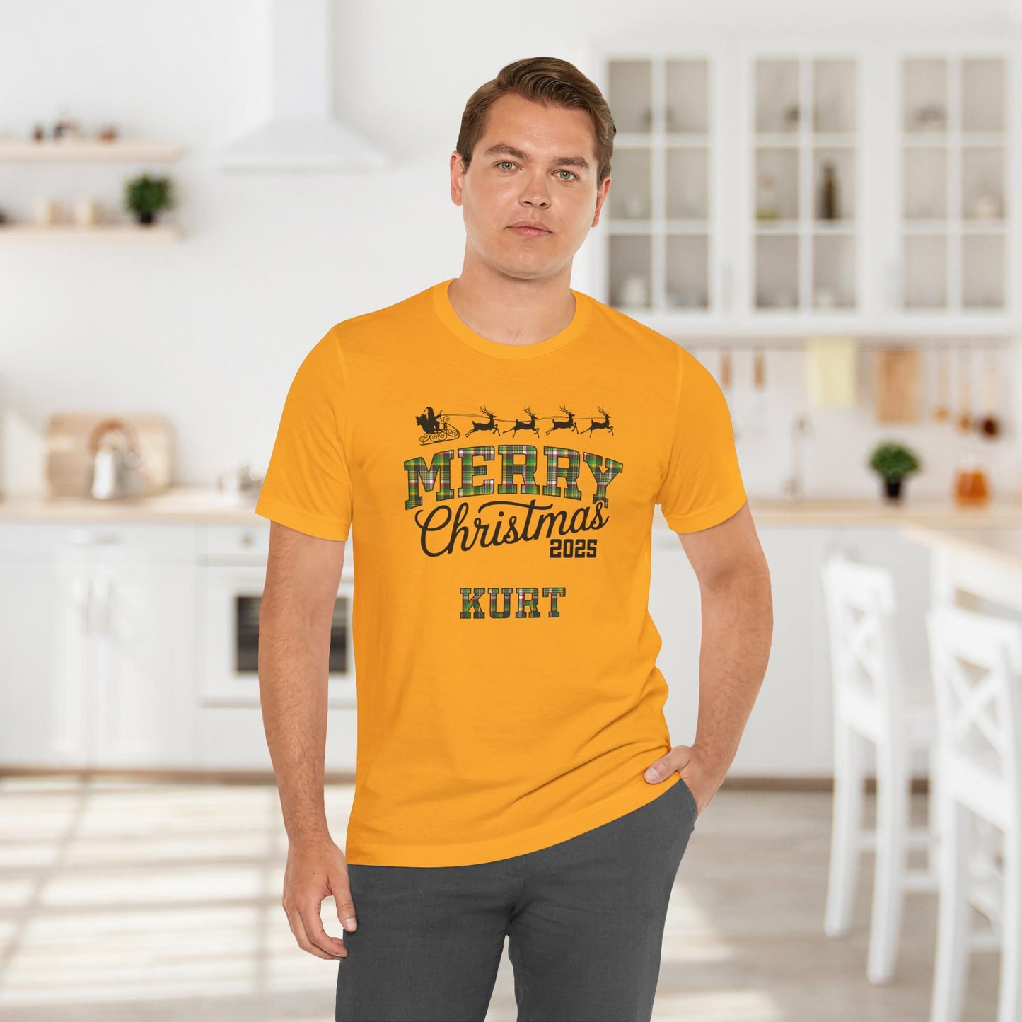 Custom Christmas Green and Gold Green Bay WI Plaid Tee or Pajama Top