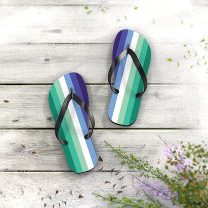 S Black sole Gay Men Pride Flip Flops