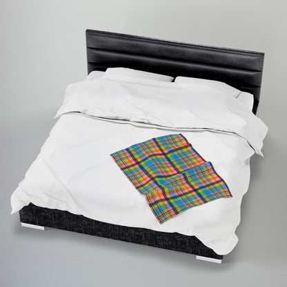 Queer Pride Plaid Velveteen Plush Blanket