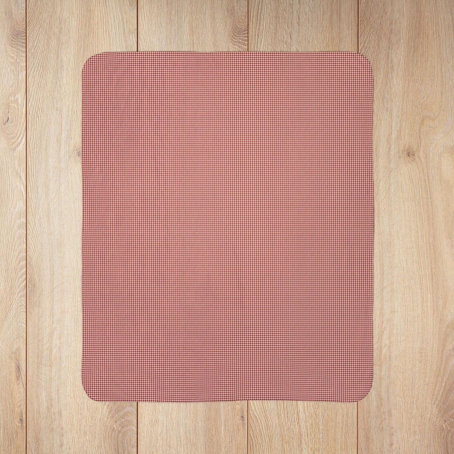 Burgundy & Cream Gingham Fleece Sherpa Blanket