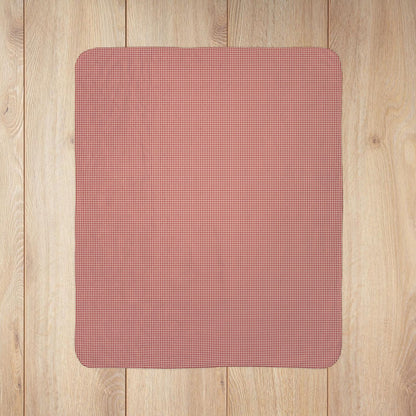 Burgundy & Cream Gingham Fleece Sherpa Blanket