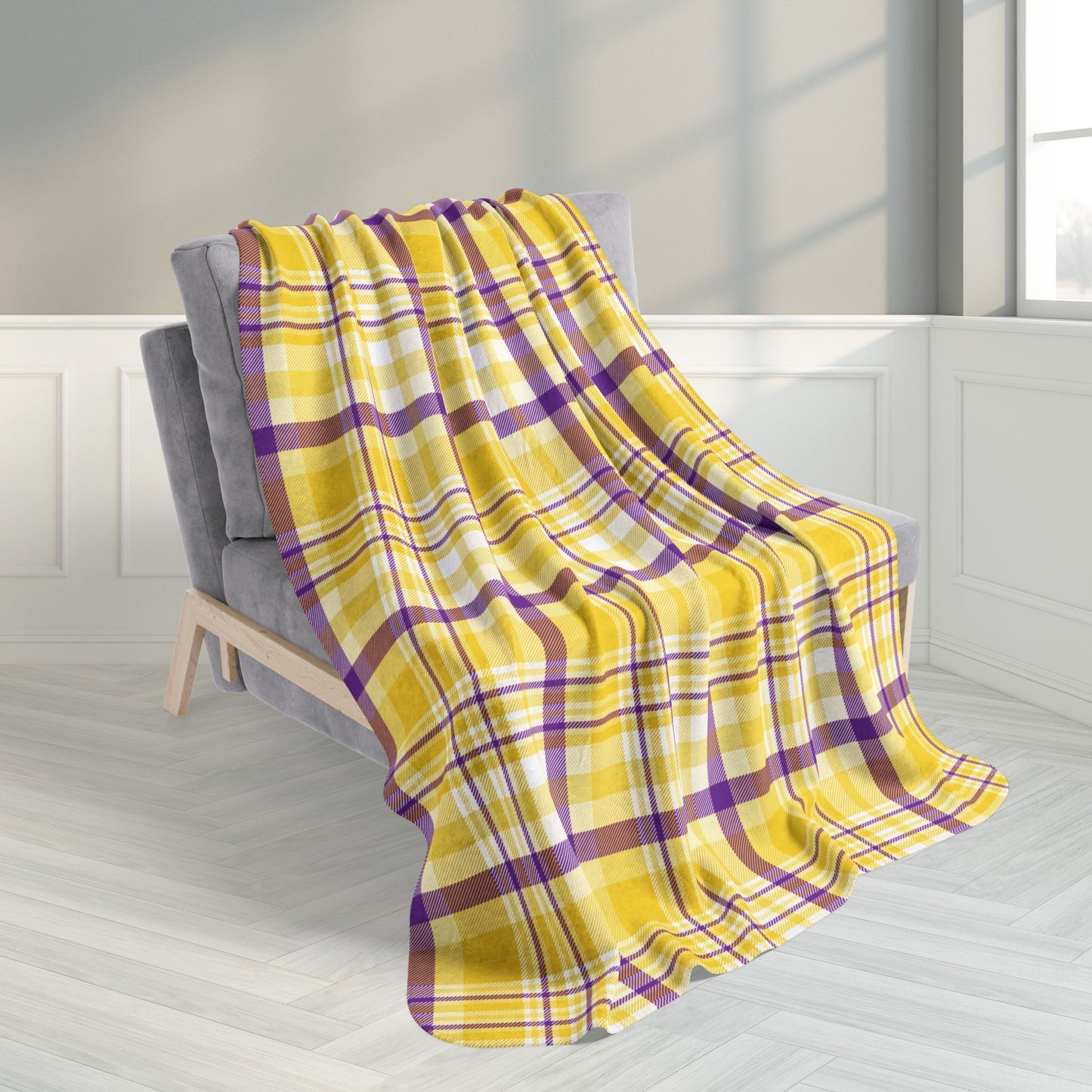 Intersex Pride Plaid Fleece Sherpa Blanket