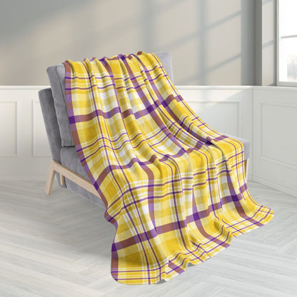 Intersex Pride Plaid Fleece Sherpa Blanket