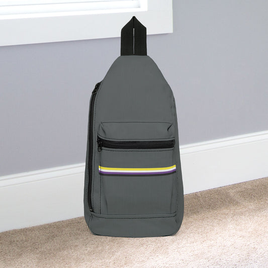 14.5" × 9'' Non-Binary Pride Grey Minimalist Cross Body Sling Bag