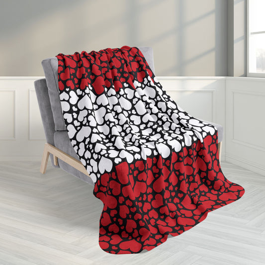 50" × 60" Grey Peru Flag Hearts Fleece Sherpa Blanket