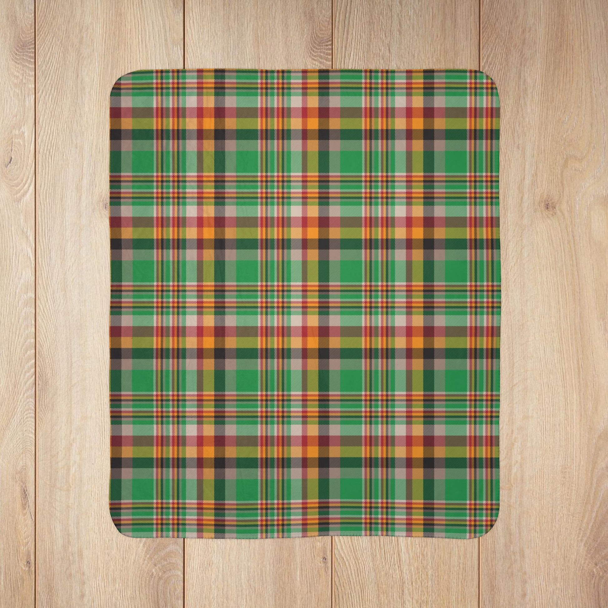 Kwanzaa Plaid Fleece Sherpa Blanket