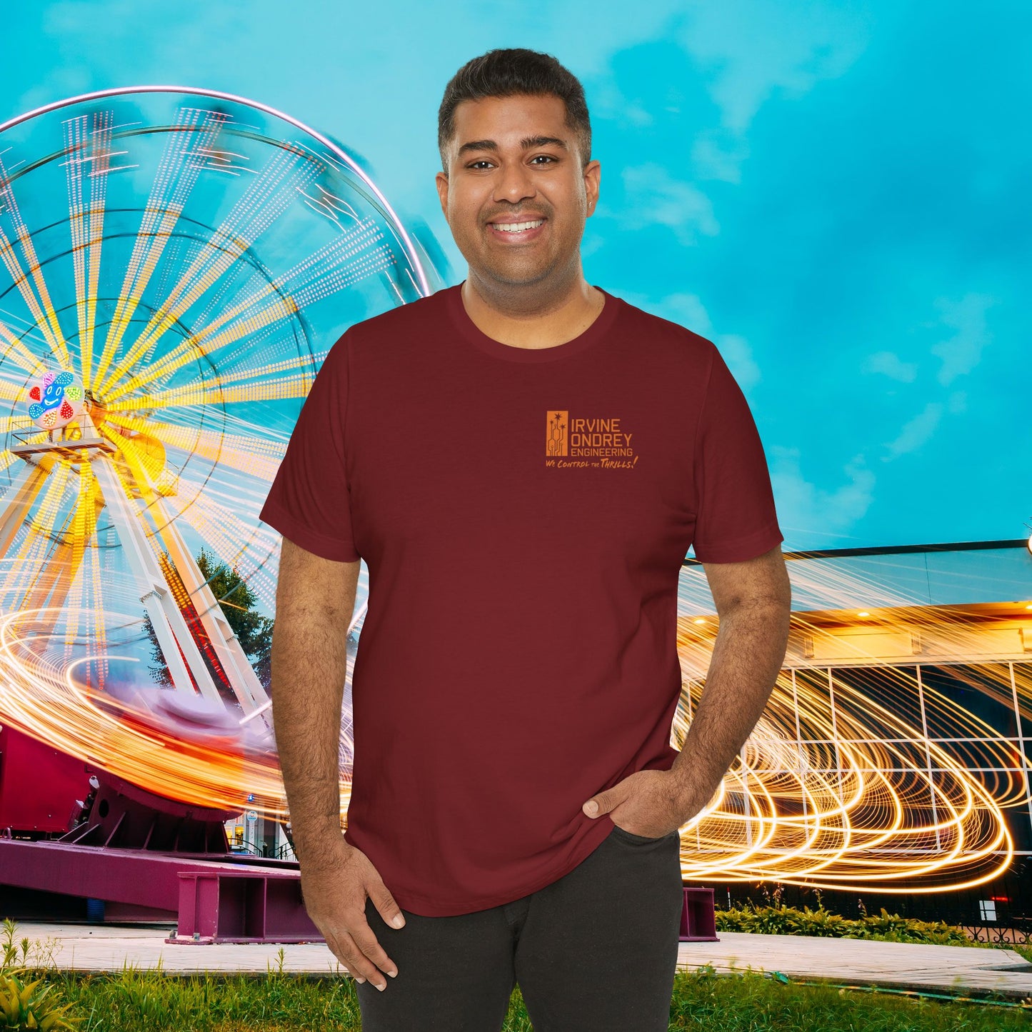 I Just Wanna Get Spooky & Ride Roller Coasters Tee (BACK graphic) • Irvine Ondrey Engineering