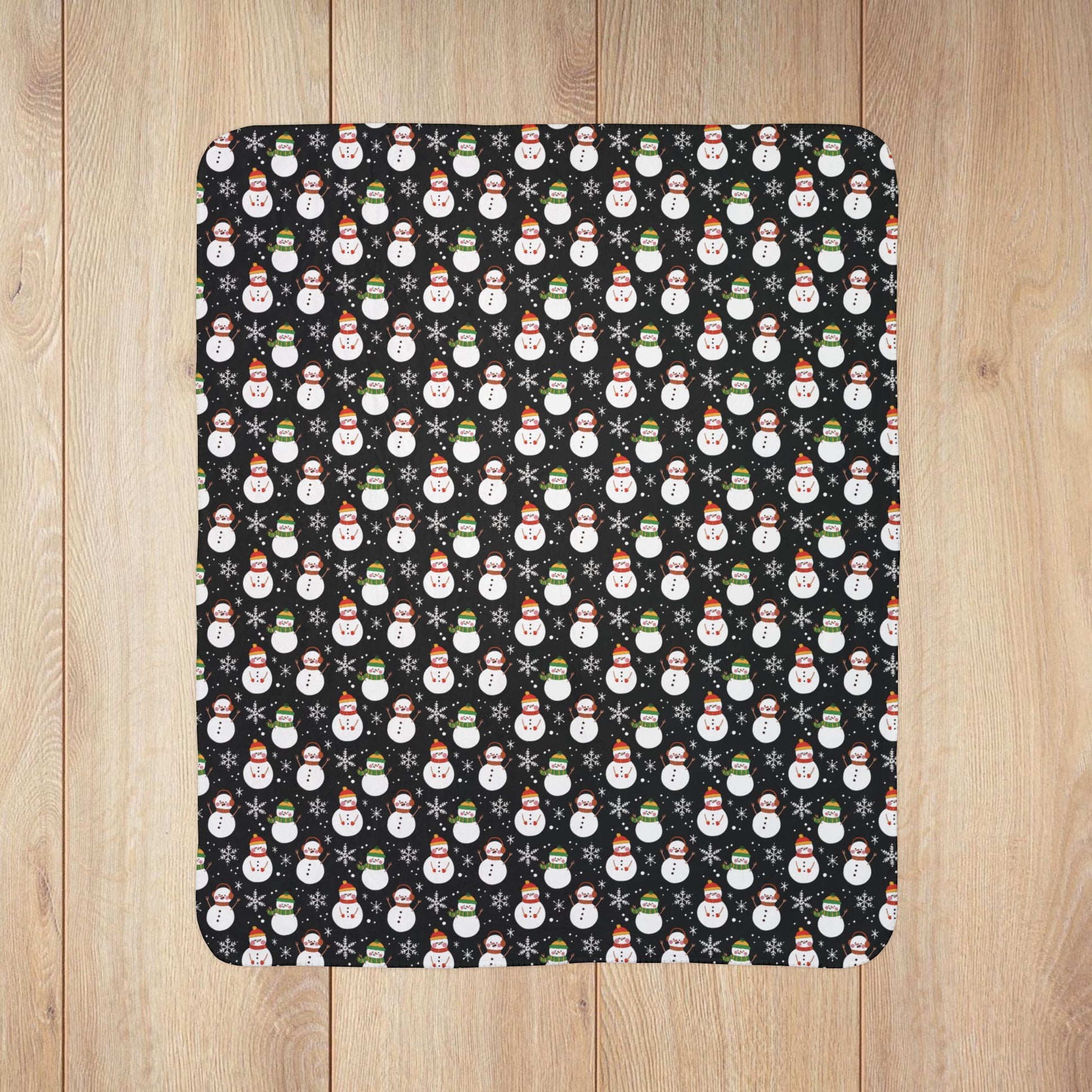 Kwanzaa Snowman Black Fleece Sherpa Blanket