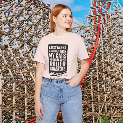 I Just Wanna Hang Out With My Cats & Ride Roller Coasters Tee (FRONT graphic) • Irvine Ondrey Engineering