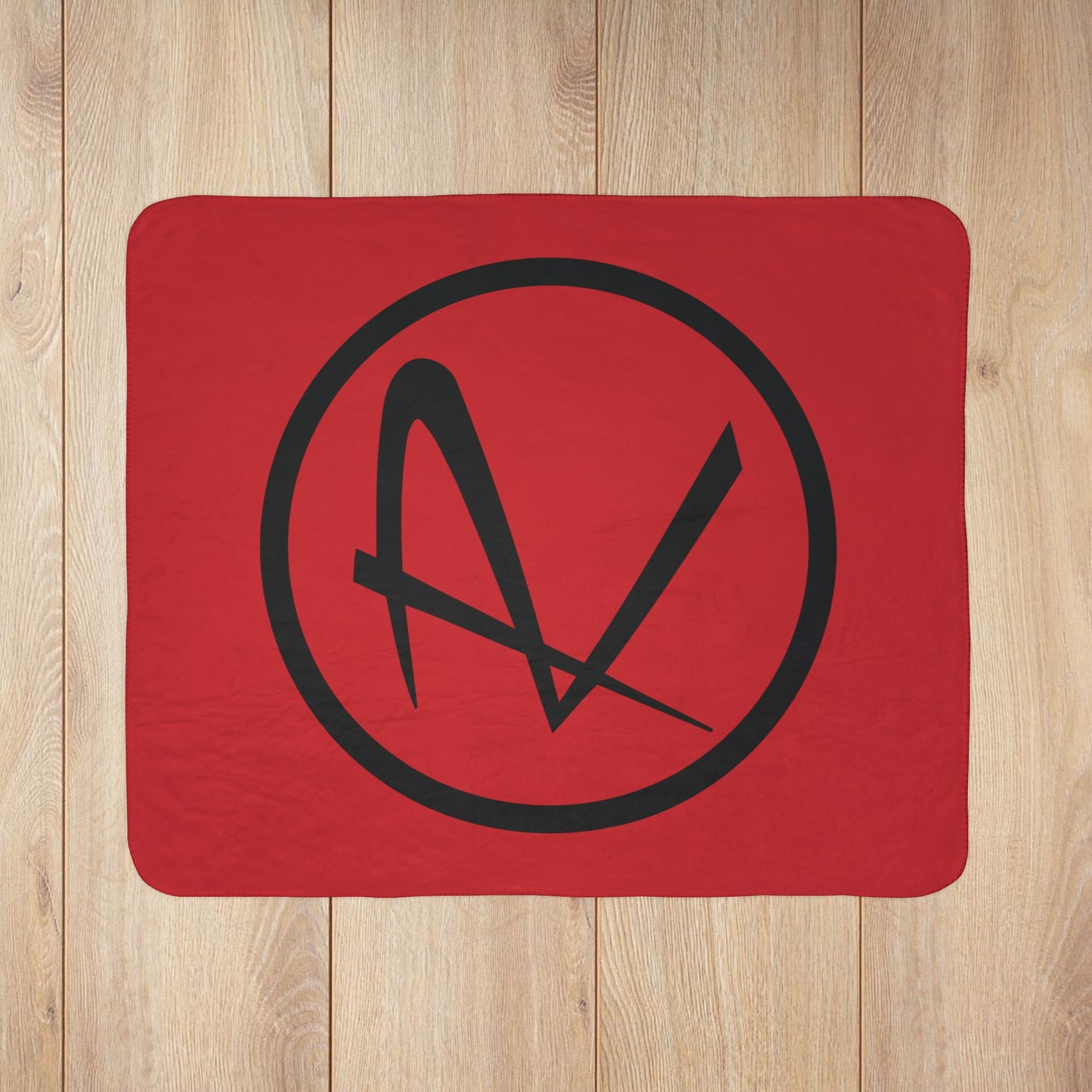 Rambler Black Logo Red Fleece Sherpa Blanket