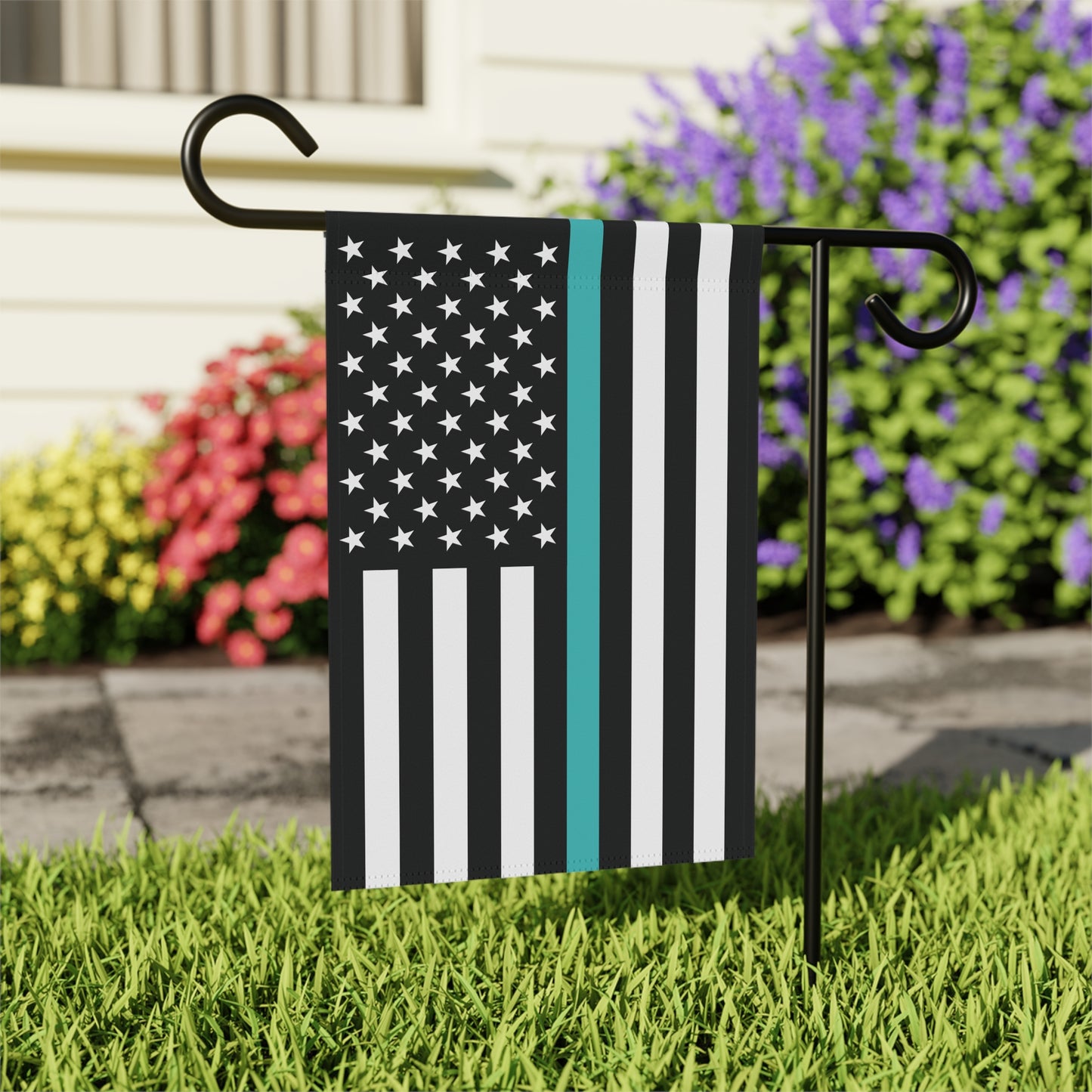 12'' × 18'' USA Thin Teal Line American Flag Garden Flag Banner