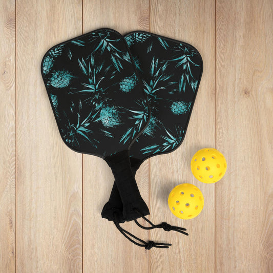 Black & Turquoise Pineapple Pickleball Paddles