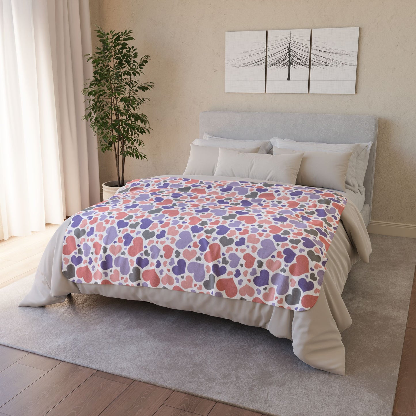 Cupioromantic Pride Valentine’s Day Hearts White Fleece Sherpa Blanket