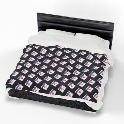 Velveteen Plush AMC American Motors Square Logo Black Blanket