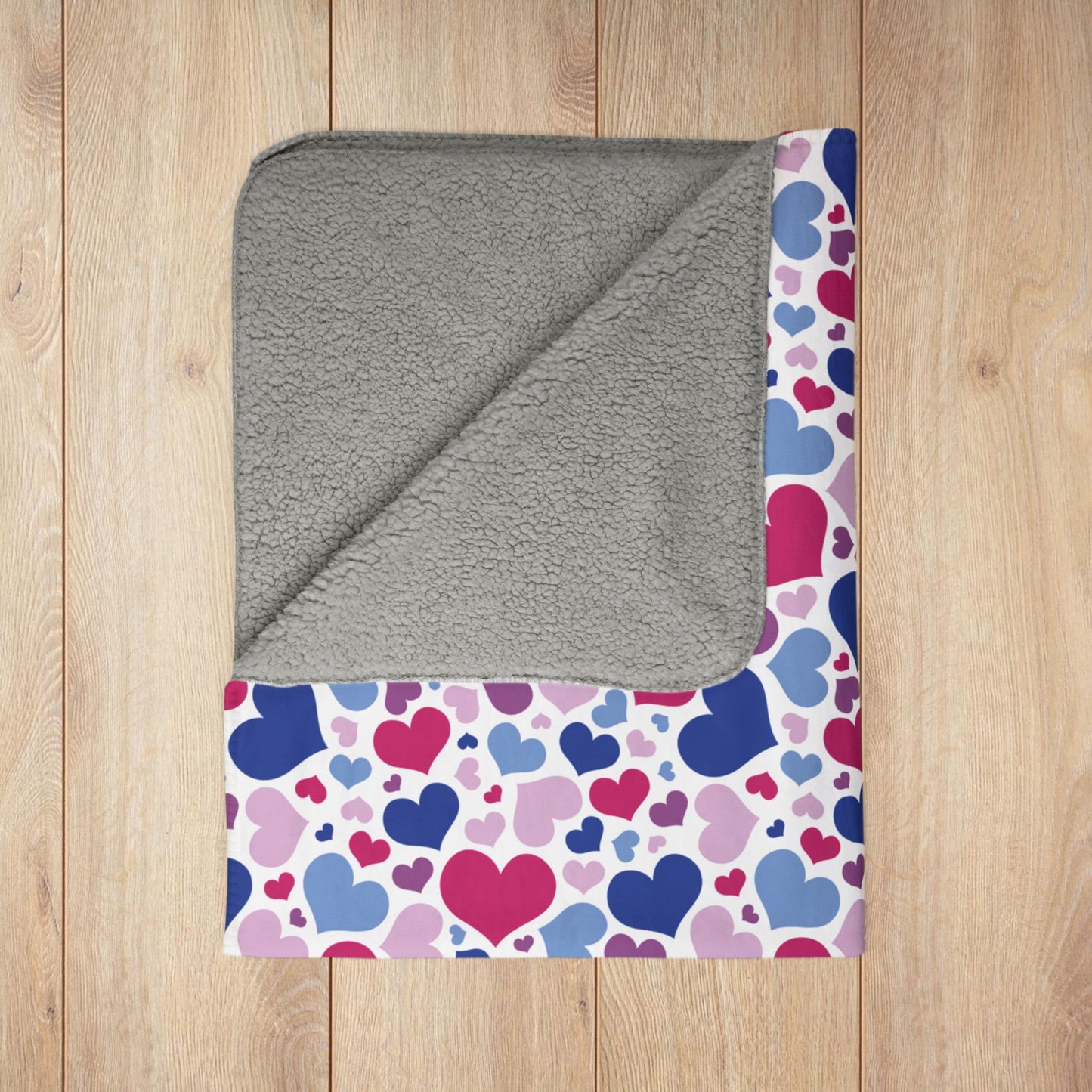 Bisexual Pride Valentine’s Day Hearts Black Fleece Sherpa Blanket