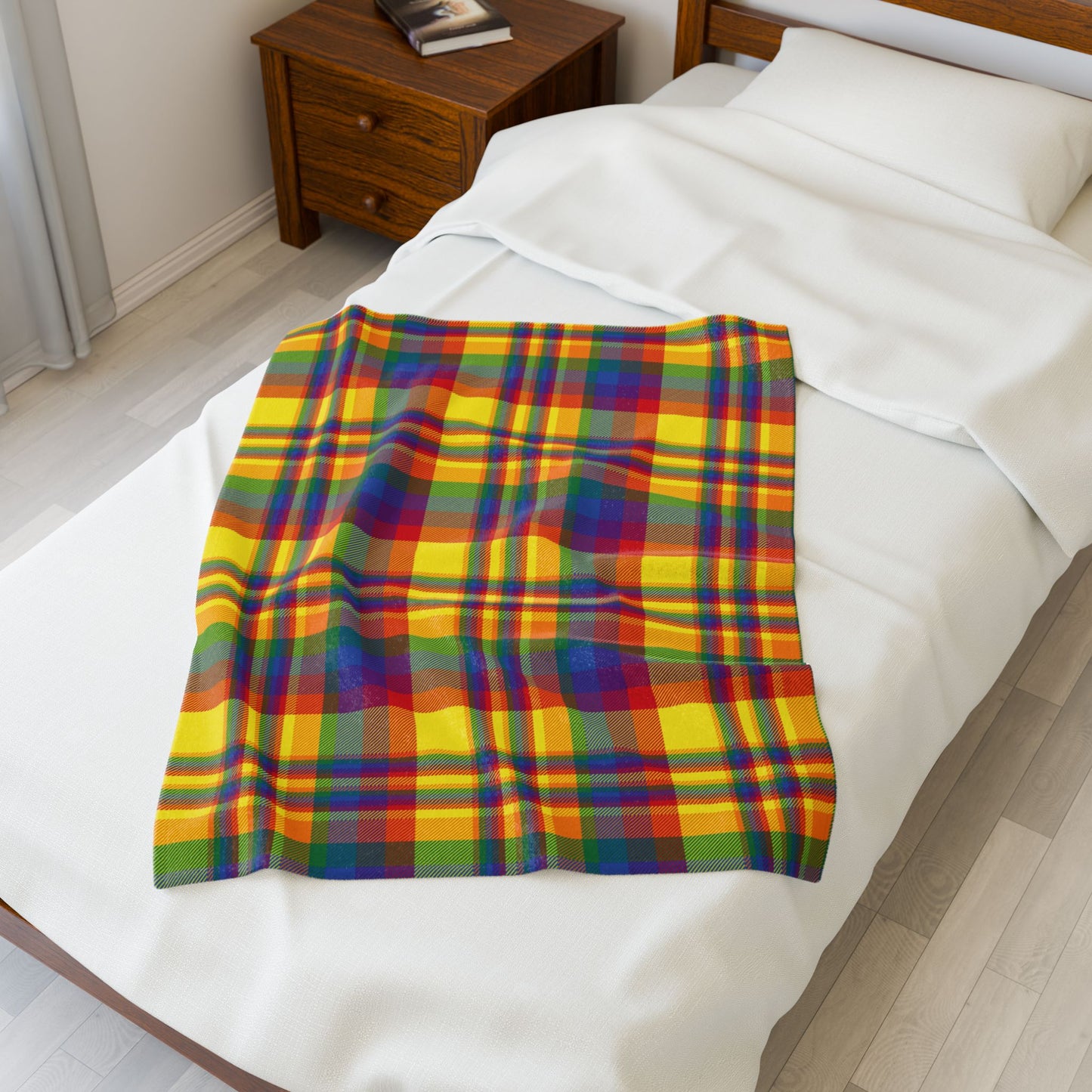 Rainbow Pride Plaid Velveteen Plush Blanket