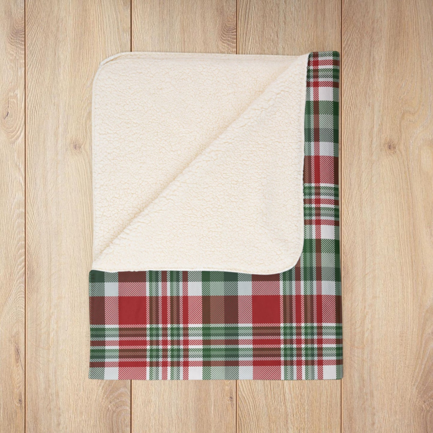 Christmas Red & Green Plaid Fleece Sherpa Blanket