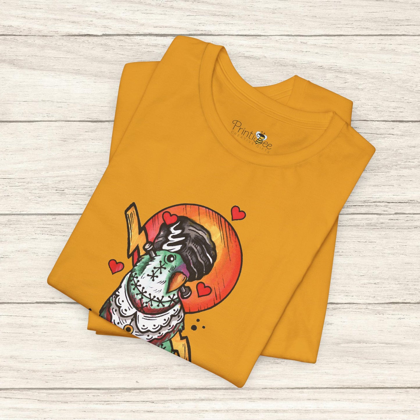 Bride of Frankenstein Lovebird, Hand-Drawn & Hand-Colored Tee