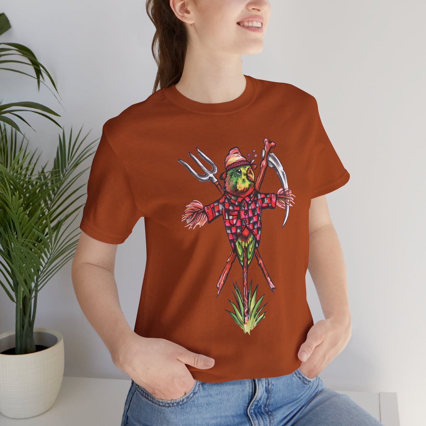 Scarecrow Lovebird, Hand-Drawn & Hand-Colored Tee