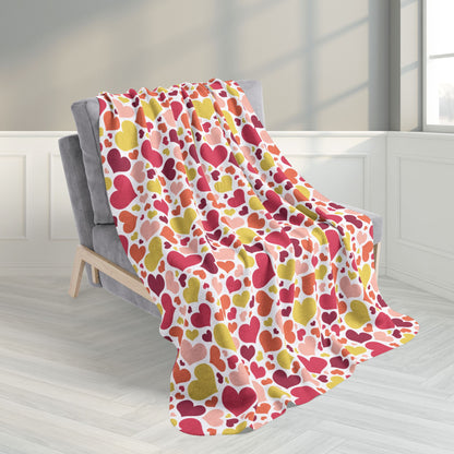 50" × 60" Non-Binary Girl Pride Valentine’s Day Hearts Fleece Sherpa Blanket