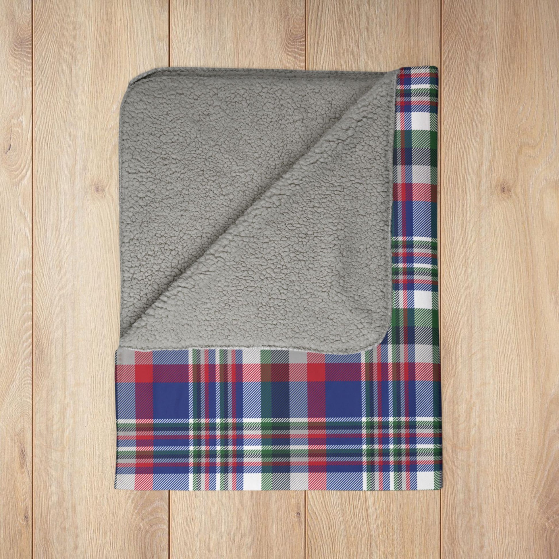Christmas Blue & Red Buffalo NY Plaid Fleece Sherpa Blanket