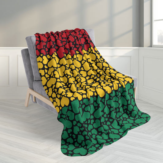 50" × 60" Grey Guinea Flag Hearts Fleece Sherpa Blanket