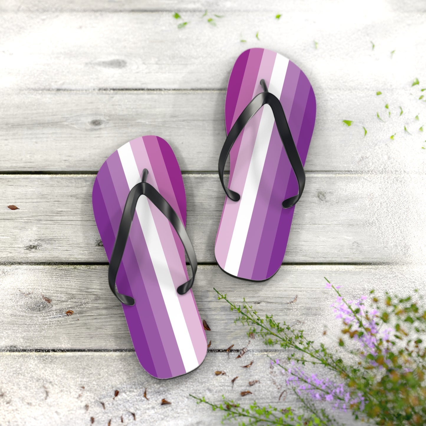 L Black sole Femme Pride Flip Flops