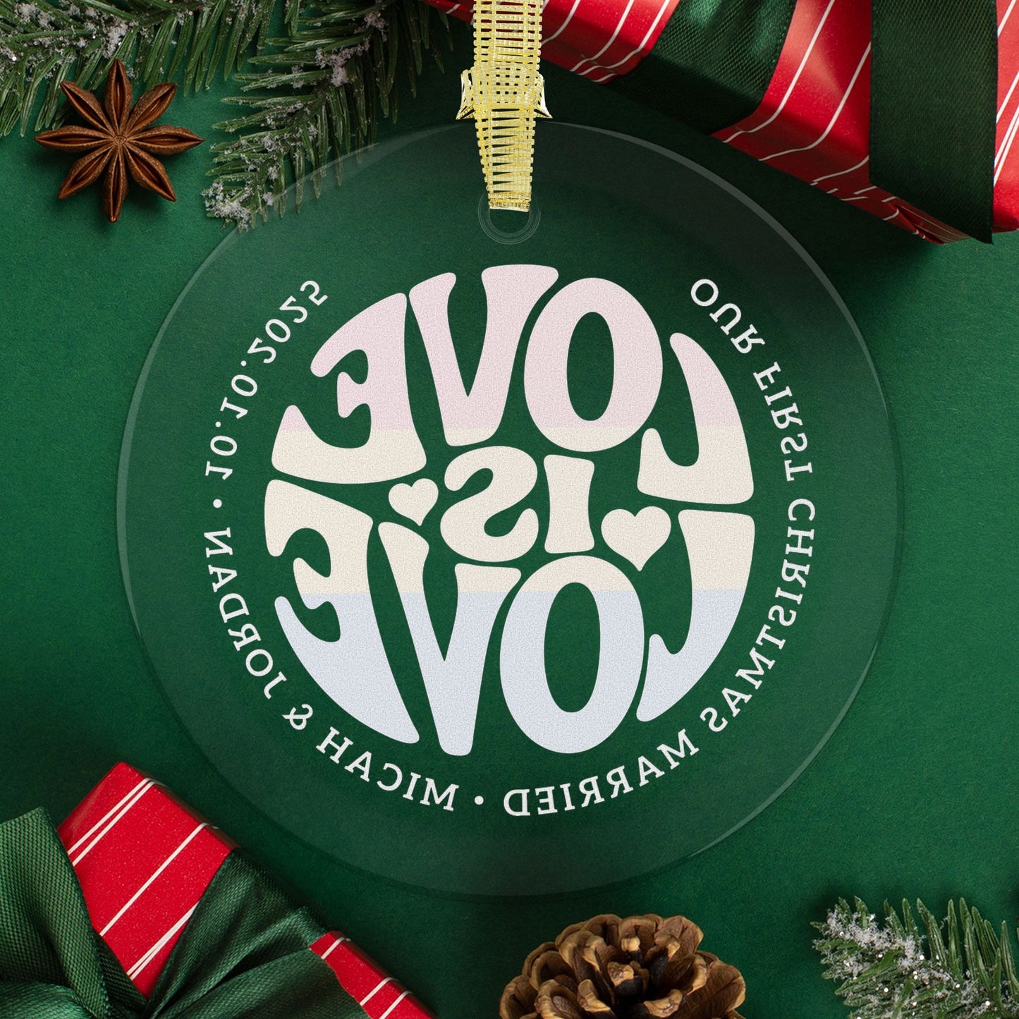 Custom Glass Love is Love Pansexual Pride 3.5" Circle Ornaments