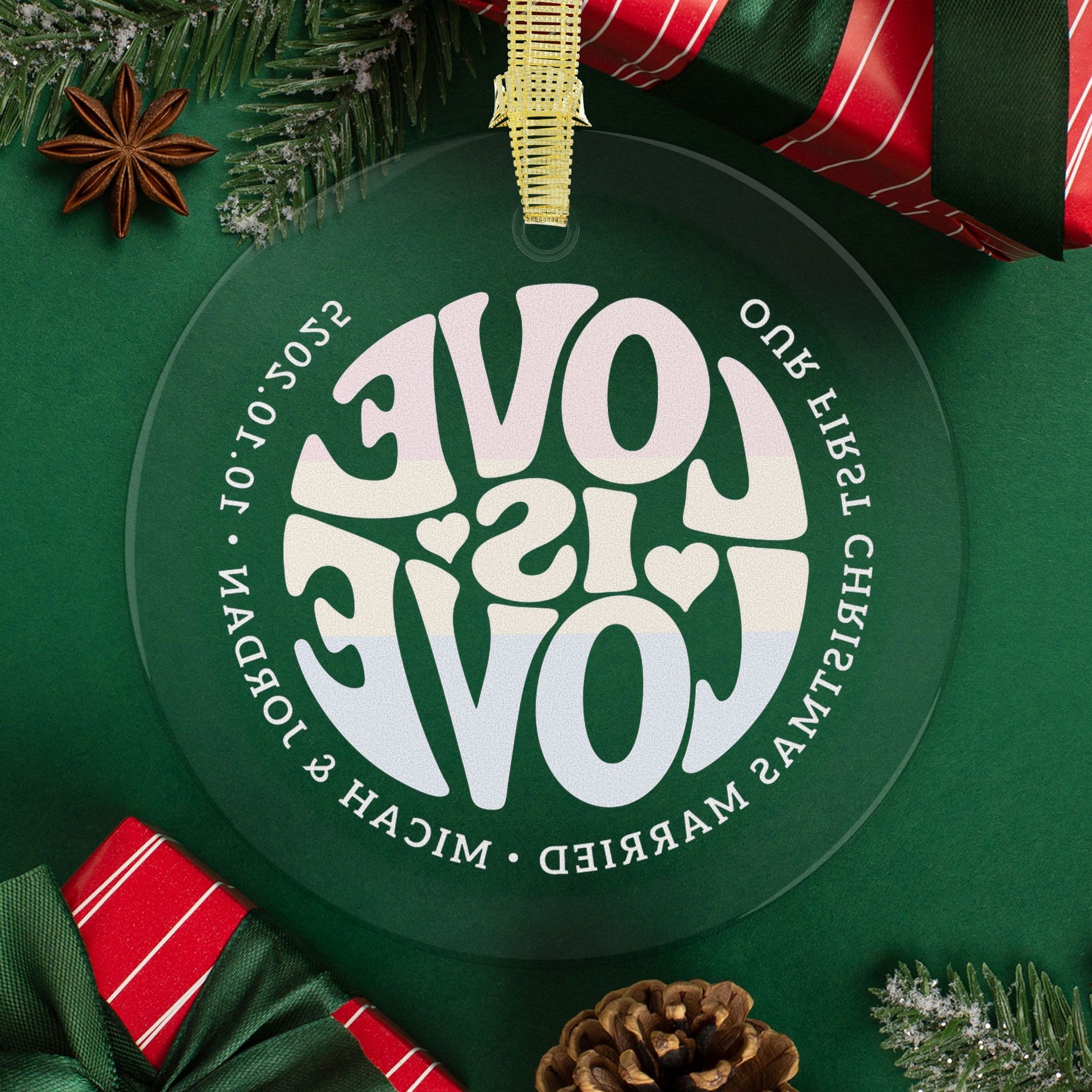 Custom Glass Love is Love Pansexual Pride 3.5" Circle Ornaments