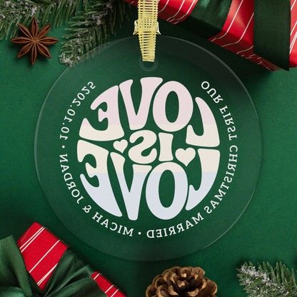 Custom Glass Love is Love Pansexual Pride 3.5" Circle Ornaments