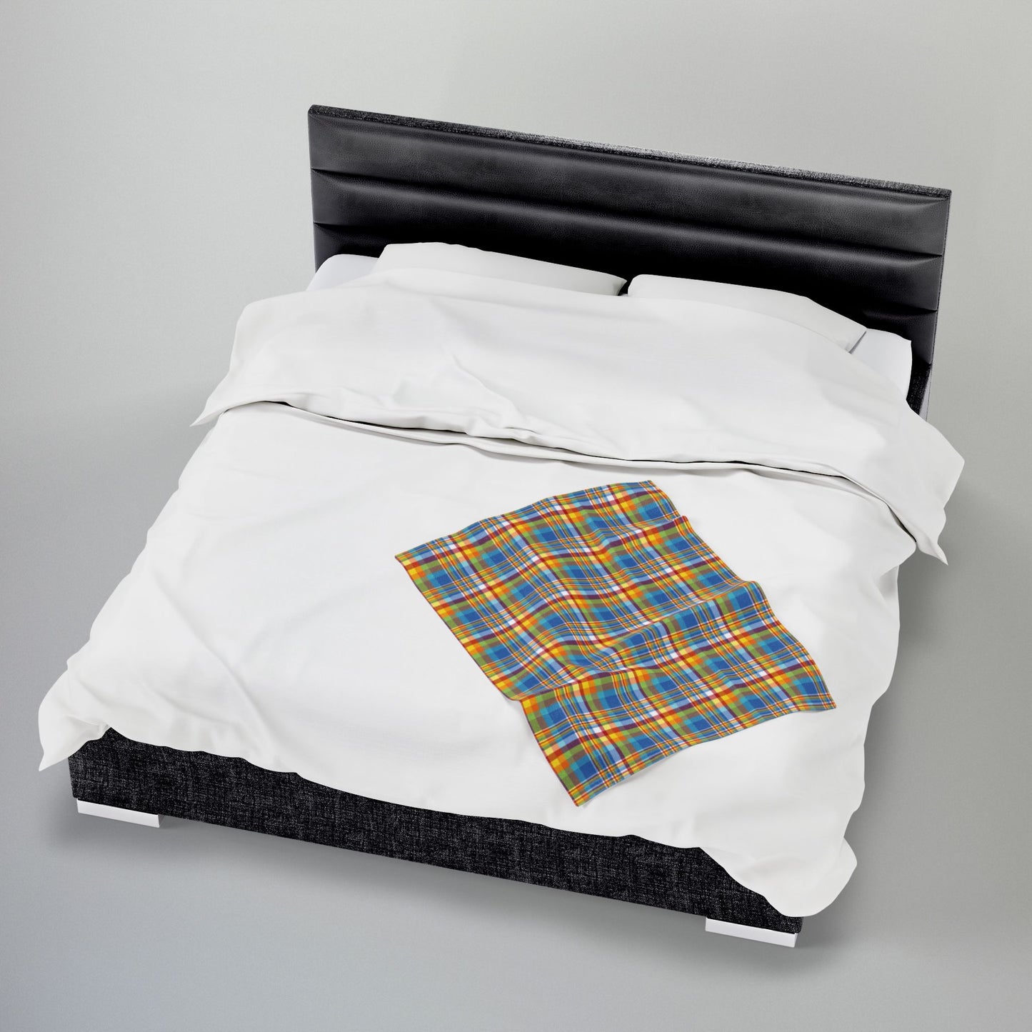 Midway Boardwalk Rainbow Ohio Plaid Velveteen Plush Blanket