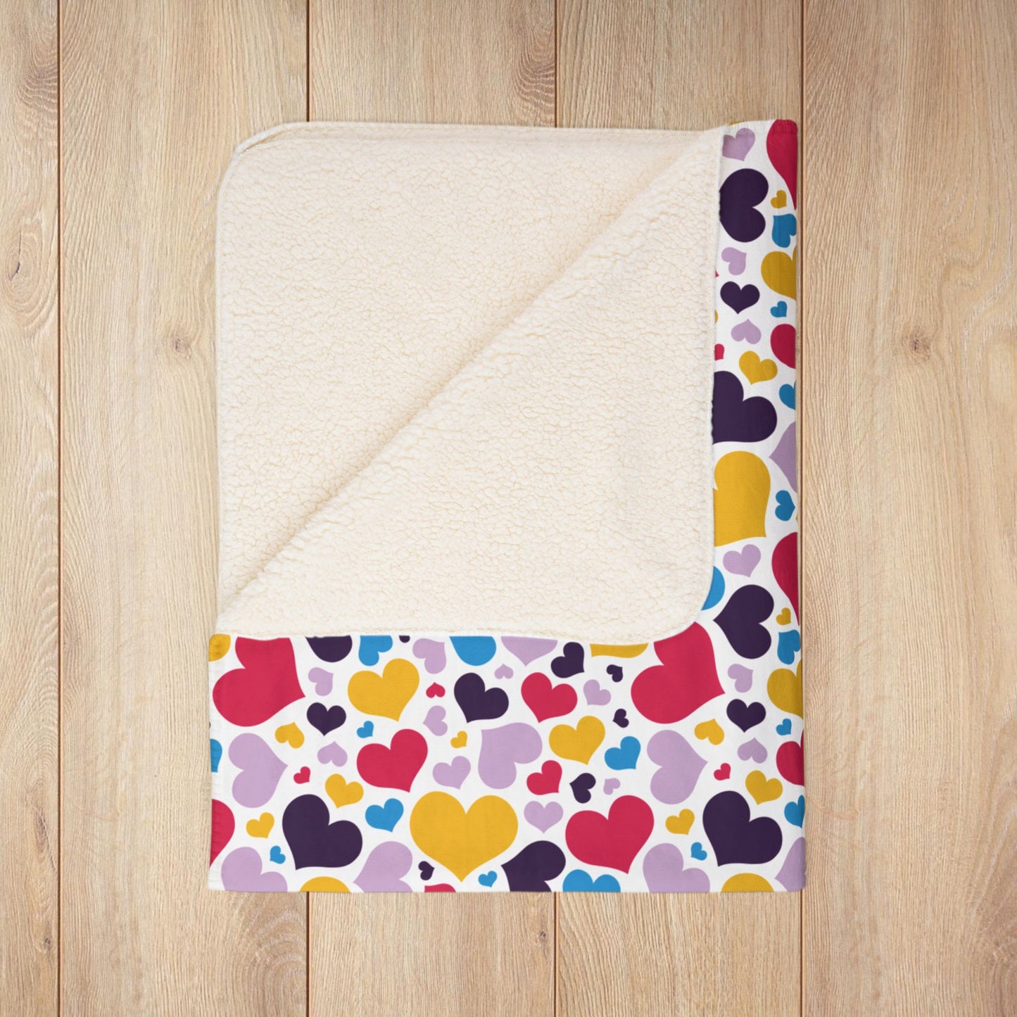 Polyamory Pride Valentine’s Day Hearts White Fleece Sherpa Blanket