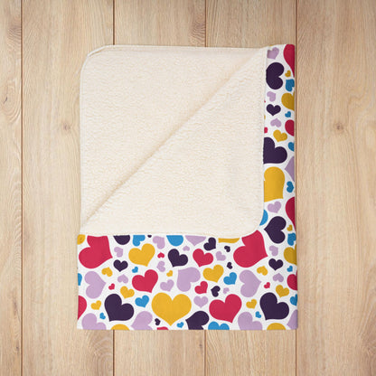Polyamory Pride Valentine’s Day Hearts White Fleece Sherpa Blanket