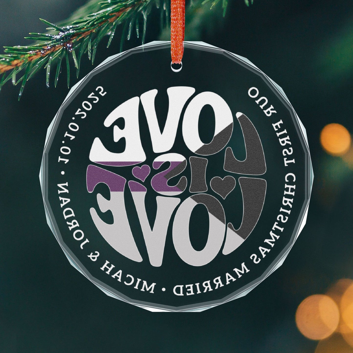 Custom Crystal Love is Love Demisexual Pride 3" Circle Ornament