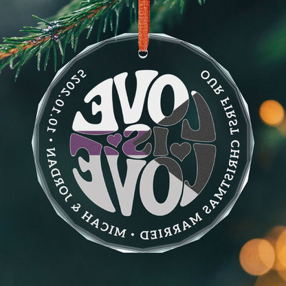 Custom Crystal Love is Love Demisexual Pride 3" Circle Ornament