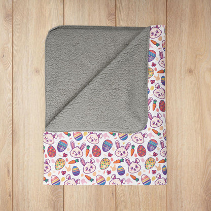 Cartoon Easter Eggs & Bunnies Fleece Sherpa Blanket