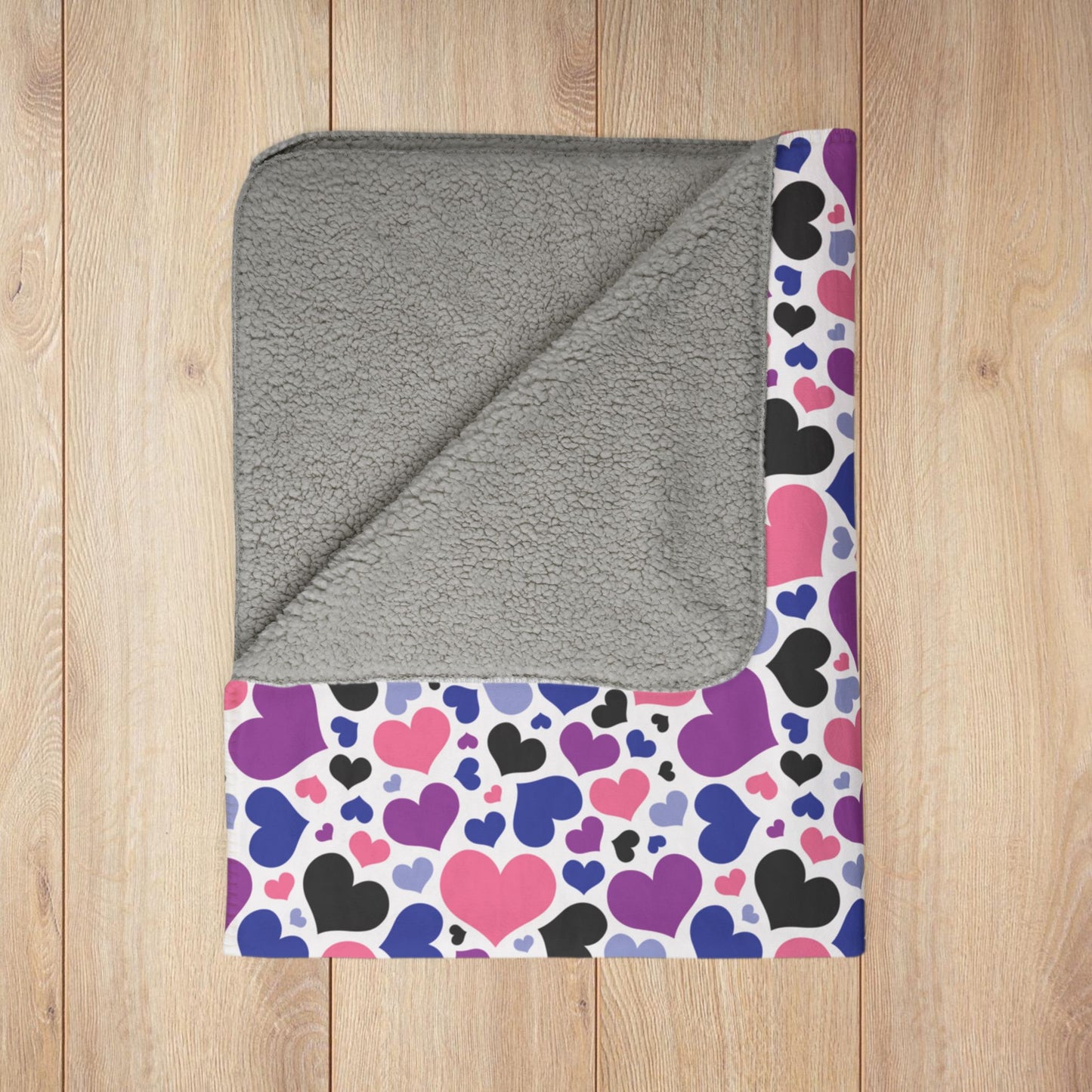 Genderfluid Pride Valentine’s Day Hearts Light Grey Fleece Sherpa Blanket