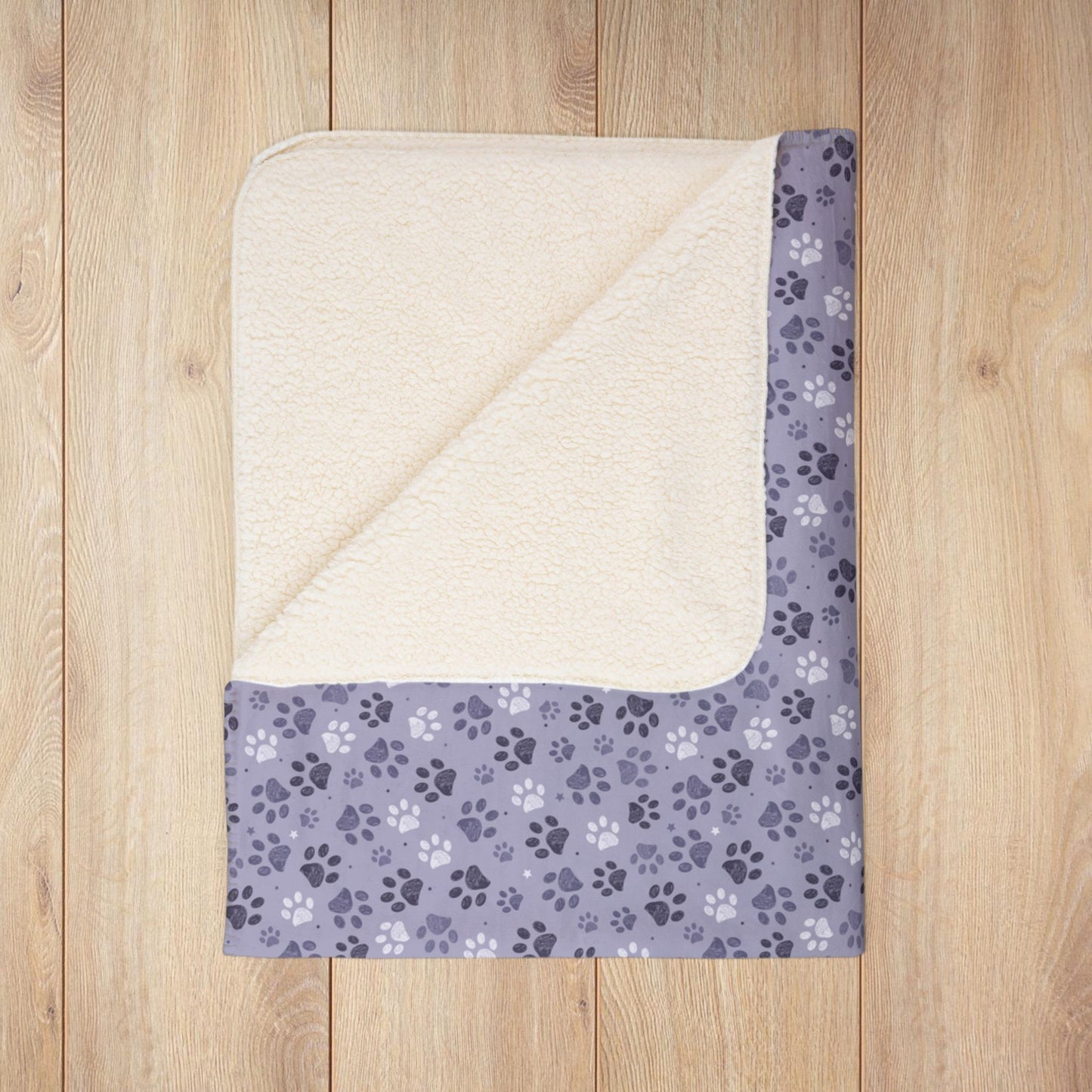 Lavender Paw Prints Fleece Sherpa Blanket