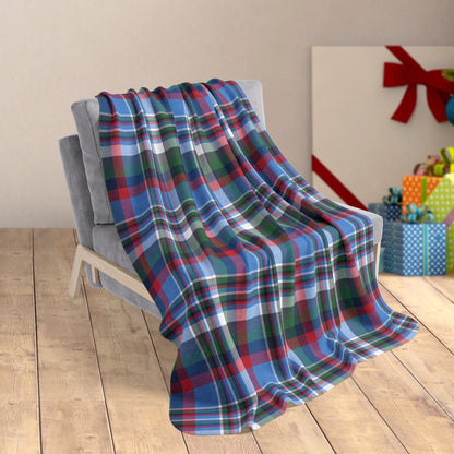 50" × 60" Christmas Navy & Light Blue Nashville TN Plaid Fleece Sherpa Blanket