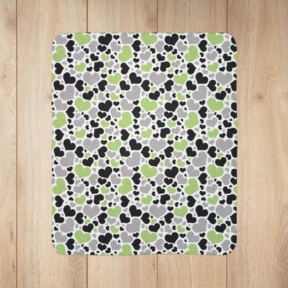 Agender Pride Valentine’s Day Hearts Fleece Sherpa Blanket