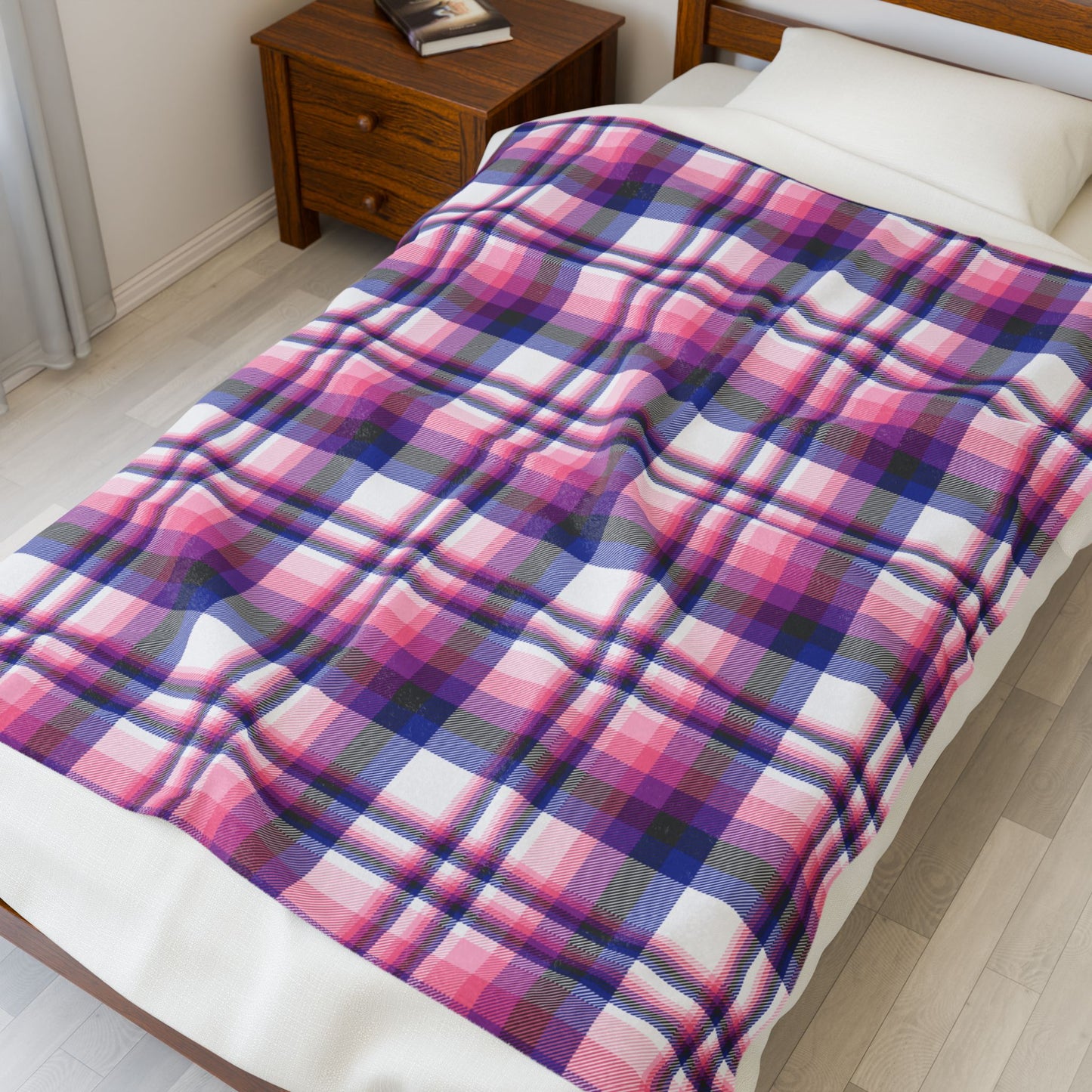 Genderfluid Pride Plaid Velveteen Plush Blanket