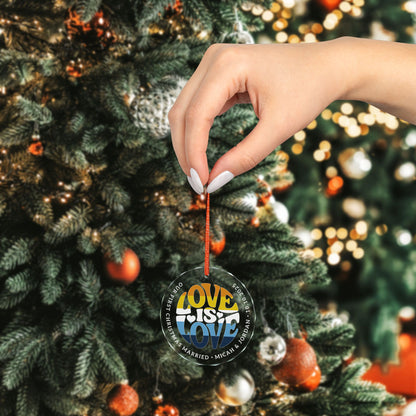 Custom Crystal Love is Love Aromantic Asexual Pride 3" Circle Ornament