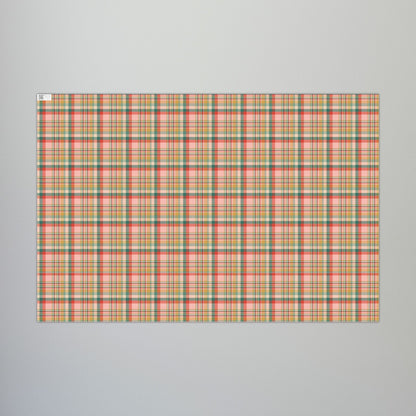 29'' x 20" Matte MCM Christmas Peachy Green & Red Plaid Gift Wrapping Paper Roll