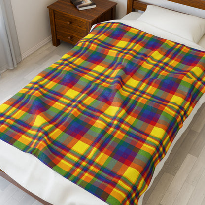 Rainbow Pride Plaid Velveteen Plush Blanket
