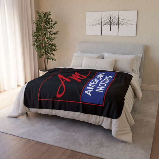 AMC Square Logo Black Fleece Sherpa Blanket