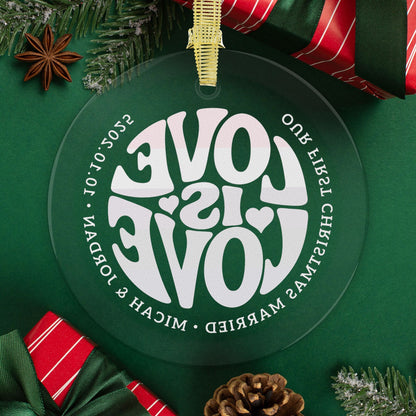 Custom Glass Love is Love Genderfluid Pride 3.5" Circle Ornaments